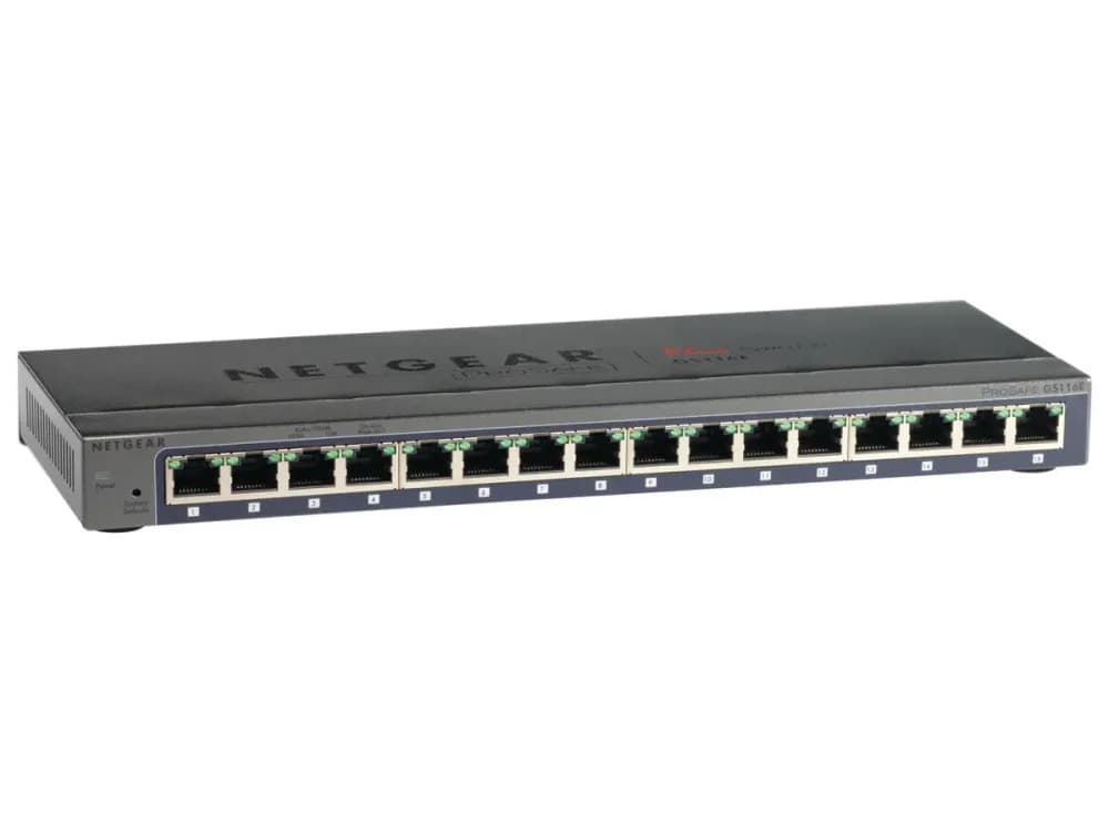GS116E-200NAS - Netgear Prosafe GS116E 16 x Ports 10/100/1000Base-T Desktop Layer 2 Managed Gigabit Ethernet Network Switch