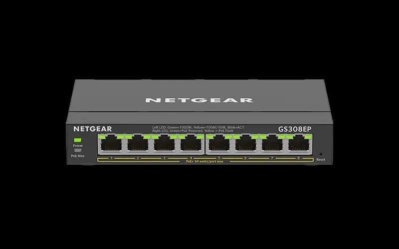 GS308EP - Netgear 300 Series 8 x Ports PoE+ 10/100/1000Base-T Layer 2 Managed Desktop Gigabit Ethernet Network Switch
