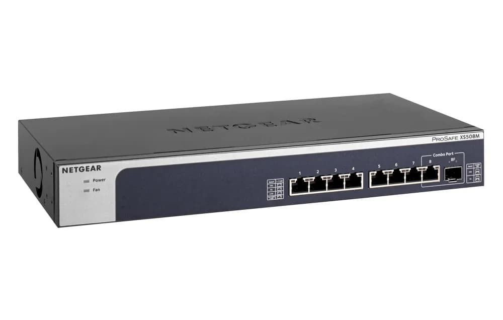 XS508M-100NAS - Netgear XS508M 7 x 10Gigabit/Multi-Gigabit Copper Ports 10GBase-X + 1 x 10G/1G SFP+ and Copper combo Ports Layer 3 Managed Gigabit Ethernet Network Switch