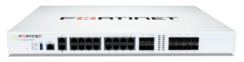 FG-200F - Fortinet FortiGate 200F Series FG-200F 16 x Ports 1000Base-T + 8 x Ports SFP + 4 x Ports SFP+ + 1 x Port 1GbE RJ-45 Management 1U Rack-mountable Ear-Mount Network Security Firewall Appliance