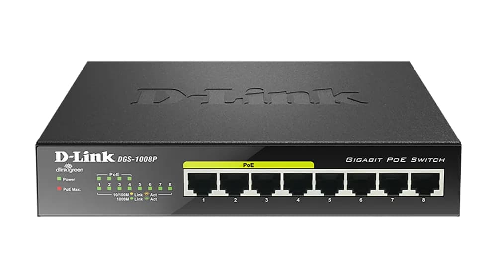 DGS-1008P - D-Link 8-Port 4 4 x 10/ 100/ 1000Base-T 10/ 100/ 1000Base-T Power Over Ethernet Switch