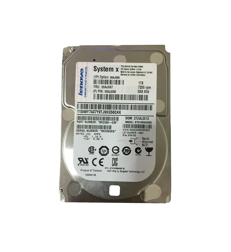 00AJ087 - IBM 1TB 7200RPM SAS 6Gb/s 2.5-in Hard Drive