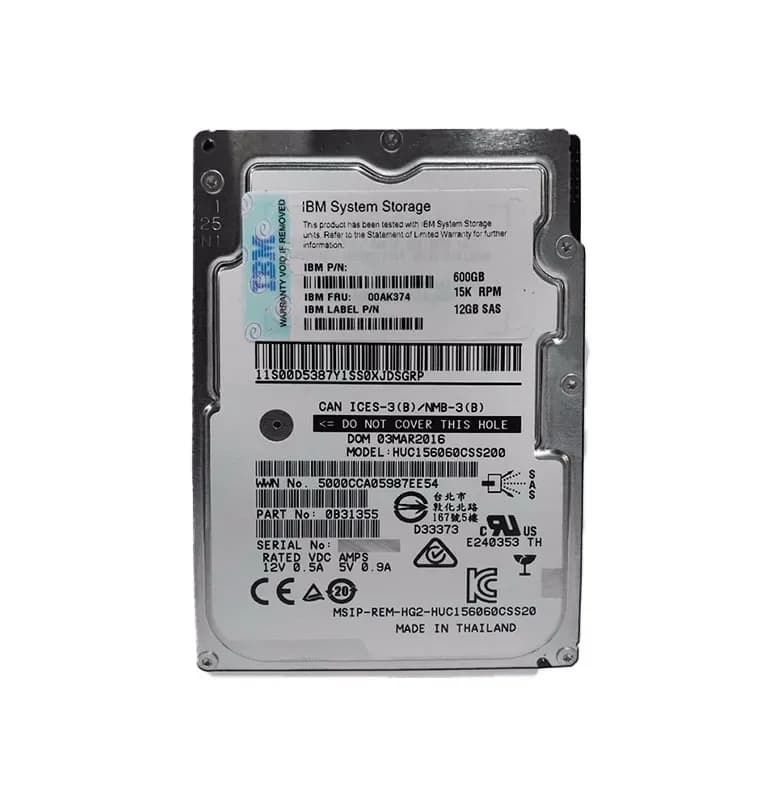 00AK374 - IBM 600GB 15000RPM SAS 12Gb/s 2.5-in Hard Drive