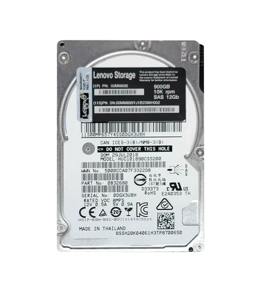 00MM695 - Lenovo 900GB 10000RPM SAS 12Gb/s 2.5-in Hard Drive