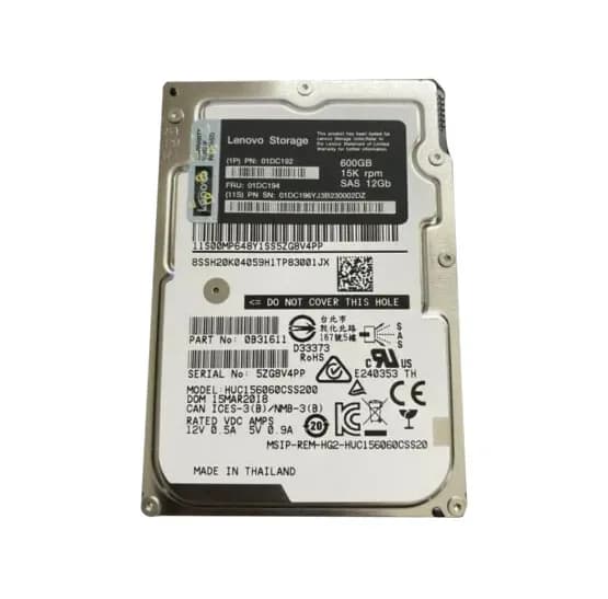 01DC194 - Lenovo 600GB 15000RPM SAS 12Gb/s 2.5-Inch Hard Drive