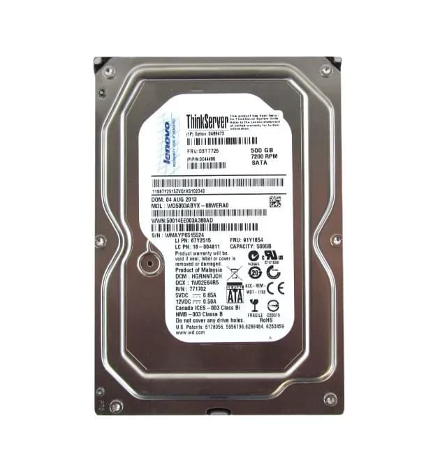 03T7725 - Lenovo 500GB 7200RPM SATA 6Gb/s 3.5-in Hard Drive