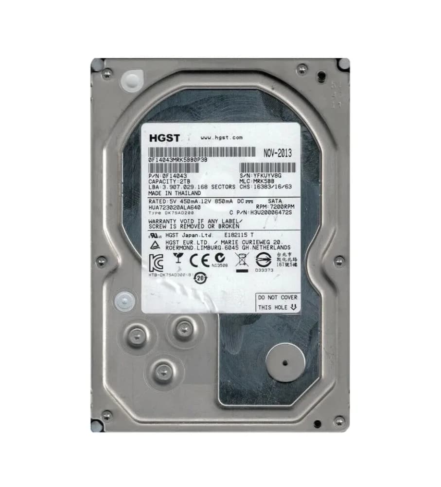 0F14043 - HGST 2TB 7200RPM SATA 6Gb/s 3.5-in Hard Drive