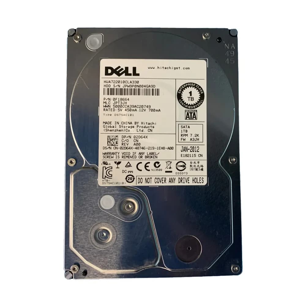 2D64X - Dell 1TB 7200RPM SATA 3Gb/s 3.5-in Hard Drive