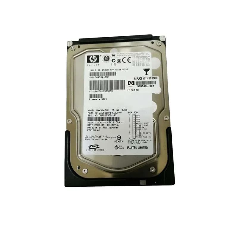 365563-001 - HP 146GB 15000RPM SCSI 320MB/s 3.5-in Hard Drive
