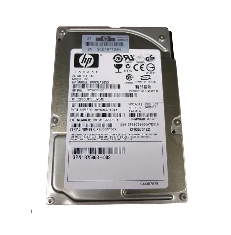375696-001 - HP 36GB SAS 10000RPM 2.5-inch Hard Drive