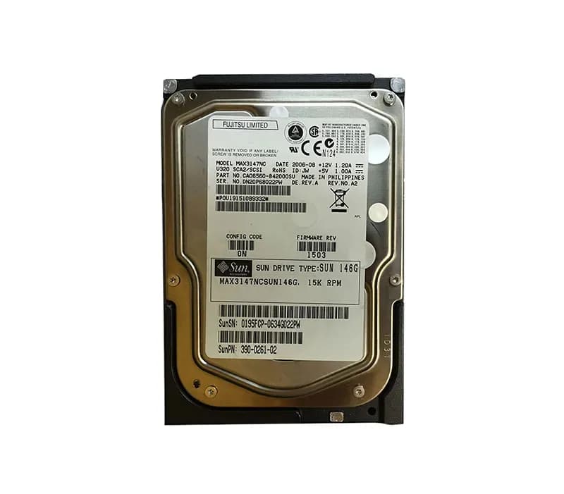 390-0261-02 - Sun 146GB 15000RPM SCSI 320MB/s 3.5-in Hard Drive