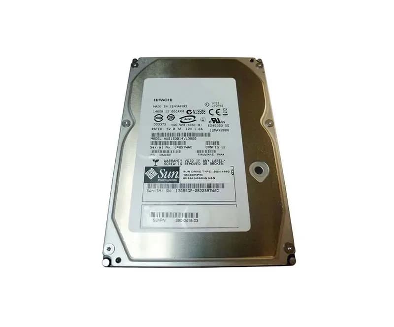 390-0418 - Sun 146GB 15000RPM SCSI 320MB/s 3.5-in Hard Drive