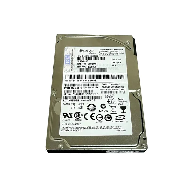 43X0833 - IBM 146GB 10000RPM SAS 3Gb/s 2.5-in Hard Drive