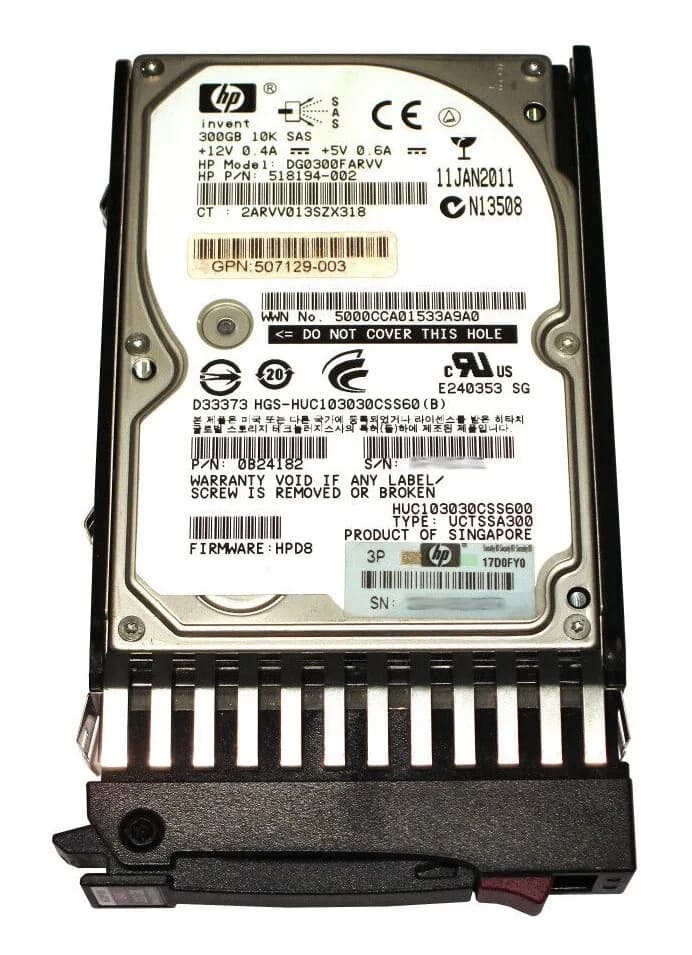 599476-001 - HP 300GB 10000RPM SAS 2.5-Inch Hard Drive