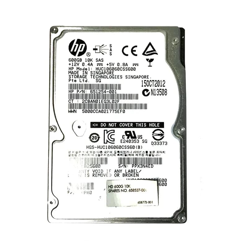 651254-001 - HP 600GB 10000RPM SAS 6Gb/s Hot Swap 2.5-in HDD