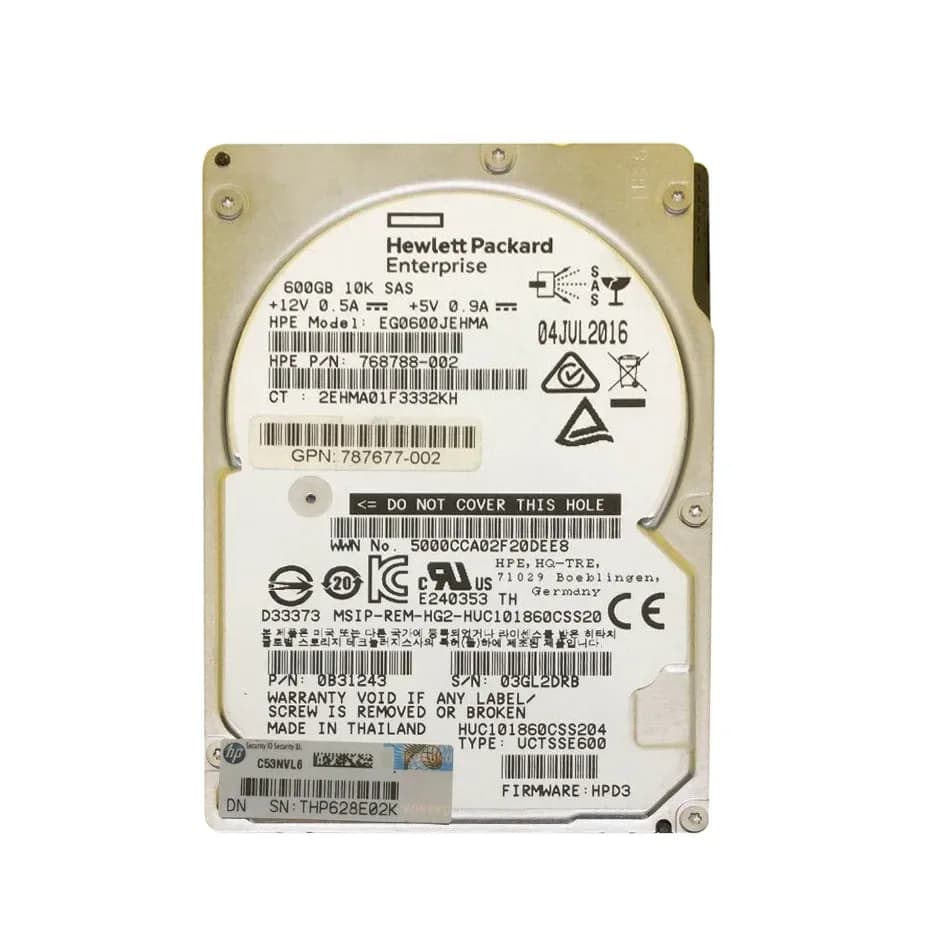 787677-002 - HPE 600GB 10000RPM SAS 2.5-Inch Hard Drive