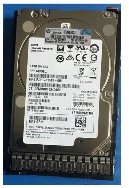 872738-001 - HPE 1.8TB 10000RPM SAS 2.5-Inch Hard Drive