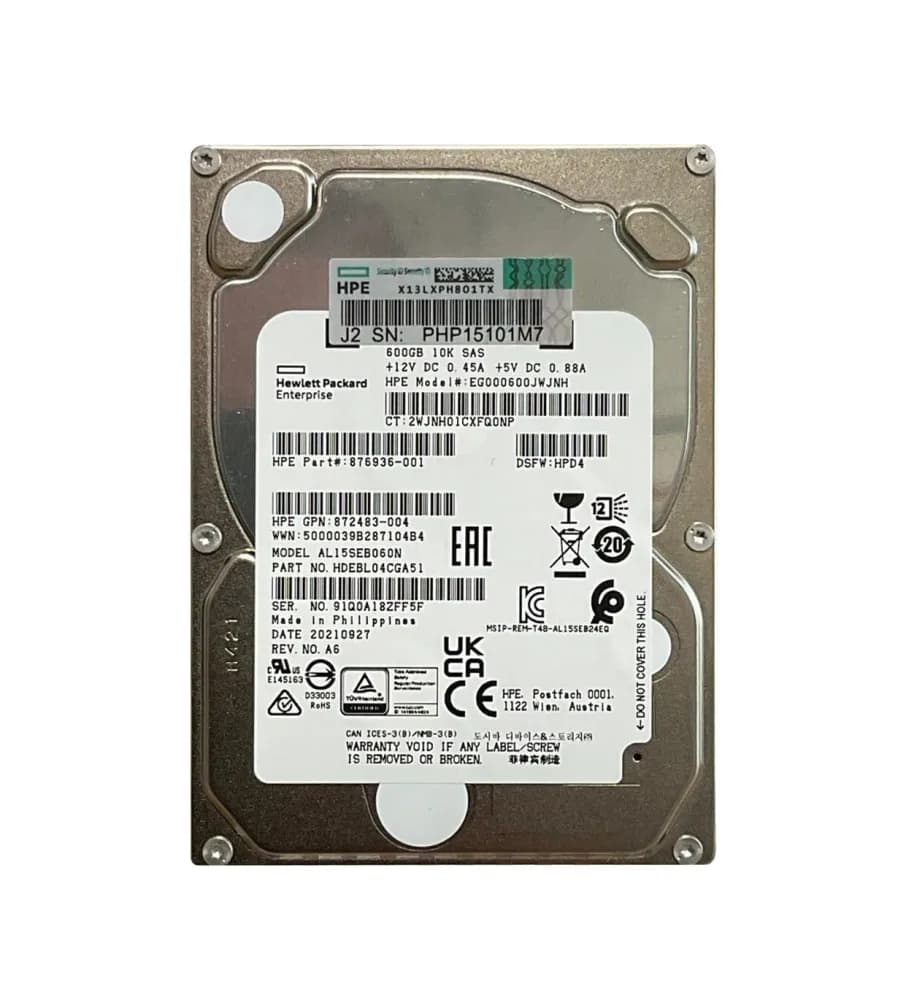 876936-001 - HP 600GB 10000RPM SAS 12Gb/s Hot Swap 2.5-in HDD