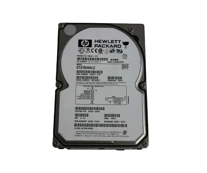 A5282-67001 - HP 18.2GB 10000RPM Wide Ultra2 SCSI 80-Pin 3.5-in HDD