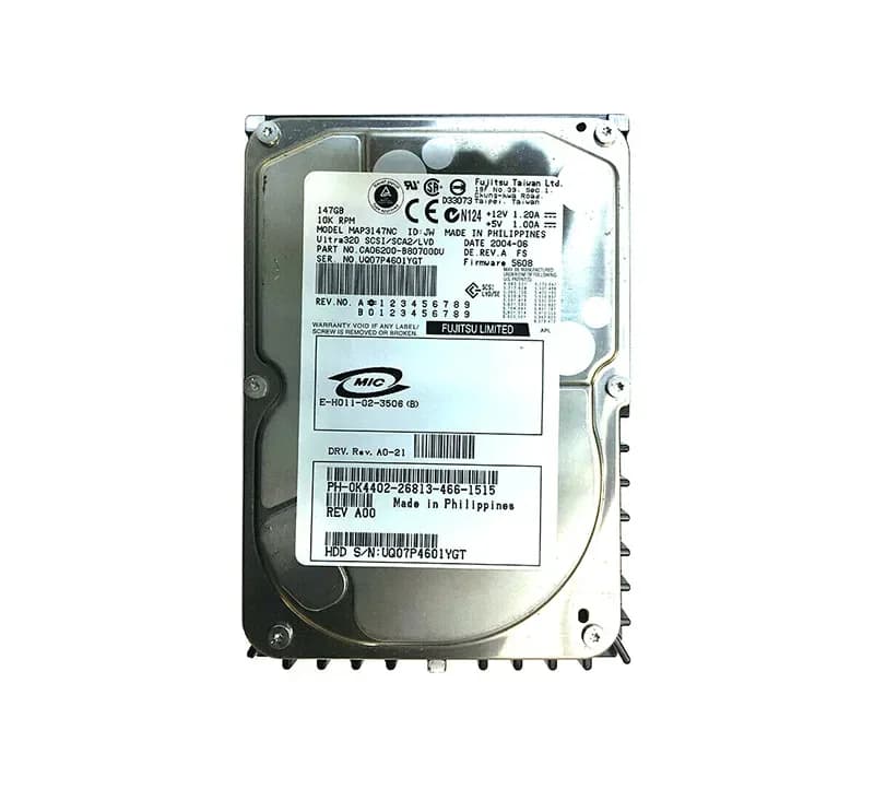 CA06200-B80700DU - Fujitsu 147GB 10K RPM SCSI U320 80p 3.5-in HDD