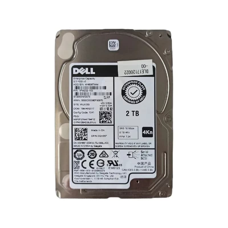 GH86F - Dell 2TB 7200RPM SAS 12Gb/s 2.5-in Hard Drive