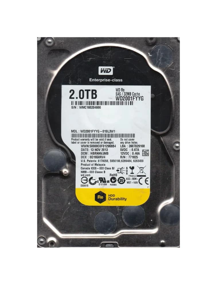 WD2001FYYG-01SL3W1 - WD 2TB 7200RPM SAS 6Gb/s 3.5-in HDD