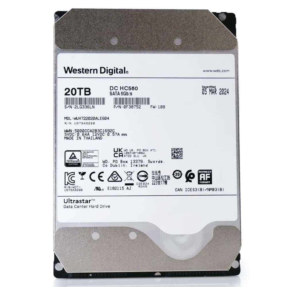 WUH722020ALE604 - Western Digital 20TB 7.2KRPM SATA 6Gb/s 3.5-inch HDD