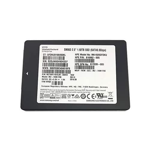 816962-005 - HPE 1.92TB 2.5 inch MLC 6Gb/s SATA Solid State Drive