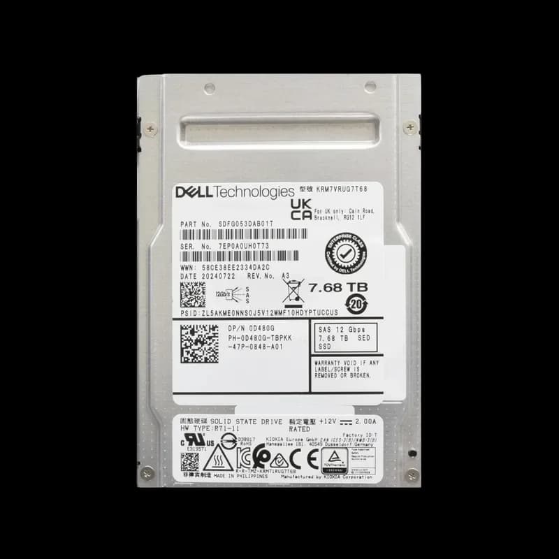 KRM7VRUG7T68 - KIOXIA RM7-R 7.68TB SAS SFF 2.5" Solid State Drive