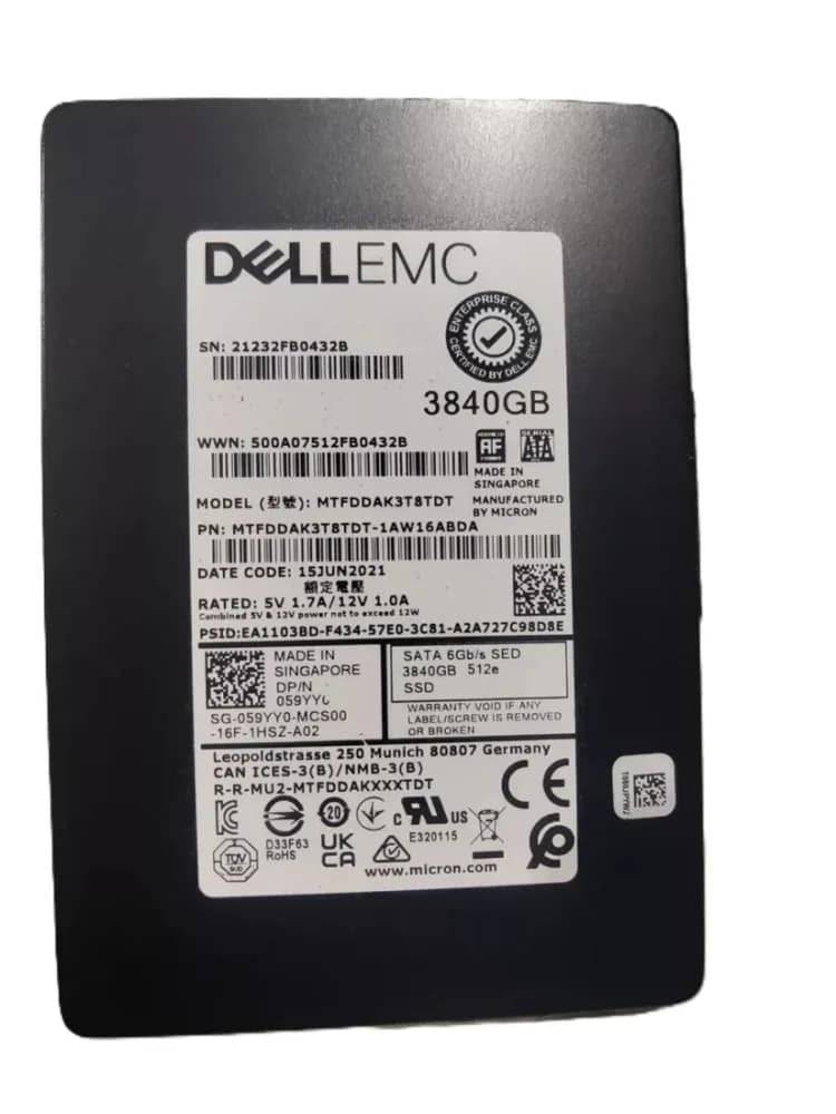 MTFDDAK3T8TDT-1AW16ABDA - Micron 5300 MAX 3.84TB SATA TLC 2.5" SSD. DELL OEM.