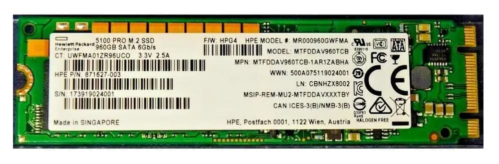 MTFDDAV960TCB-1AR1ZABHA - Micron 5100 PRO 960GB SATA TLC M.2 2280 SSD