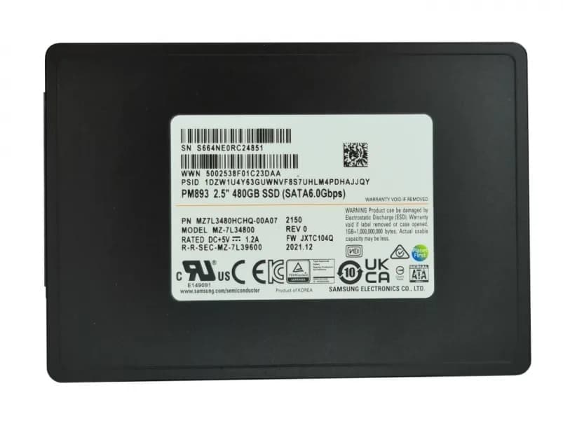 MZ-7L34800 - Samsung PM893 480GB SATA TLC 2.5" Solid State Drive