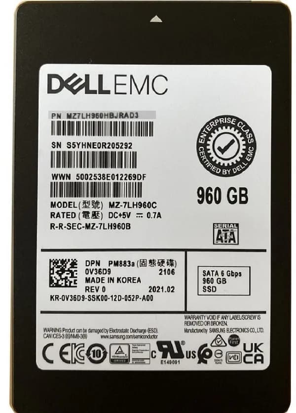 MZ-7LH960C - Samsung SM883A 960GB SATA TLC 2.5" Solid State Drive