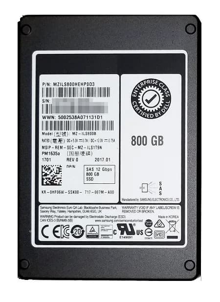 MZ-ILS800B - Samsung PM1635a 800GB SAS TLC 2.5" Solid State Drive