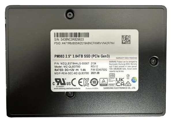 MZ-QLB3T80 - Samsung PM983 3.84TB PCI Express NVMe TLC U.2 2.5" SSD