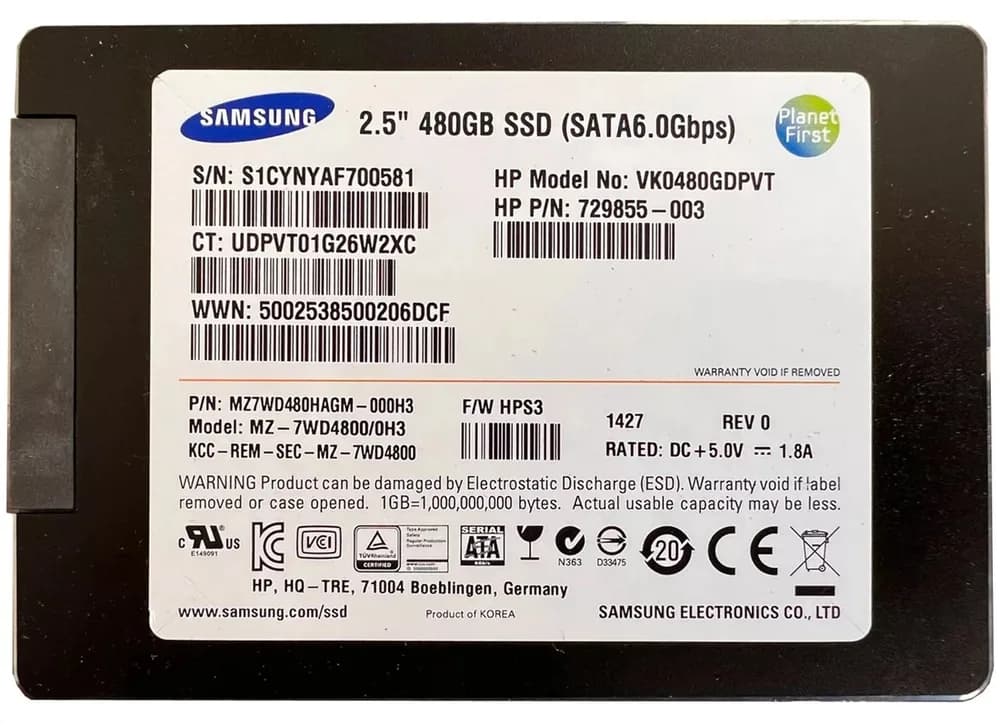 MZ7WD480HAGM-000H3 - Samsung SM843T 480GB SATA MLC 2.5" SSD