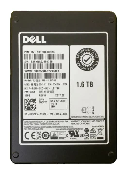 MZILS1T6HEJH0D3 - Samsung PM1635a 1.6TB SAS TLC 2.5" Solid State Drive