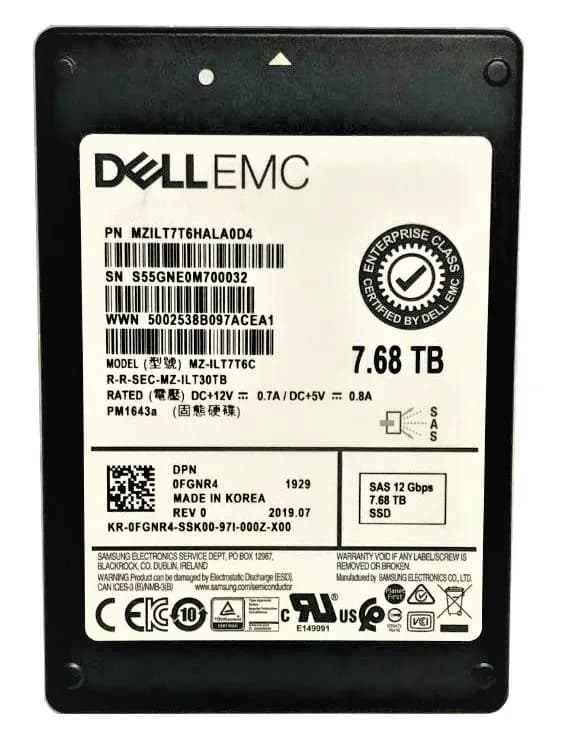 MZILT7T6HALAAD4 - Samsung PM1643A 7.68TB SAS TLC 2.5" SSD