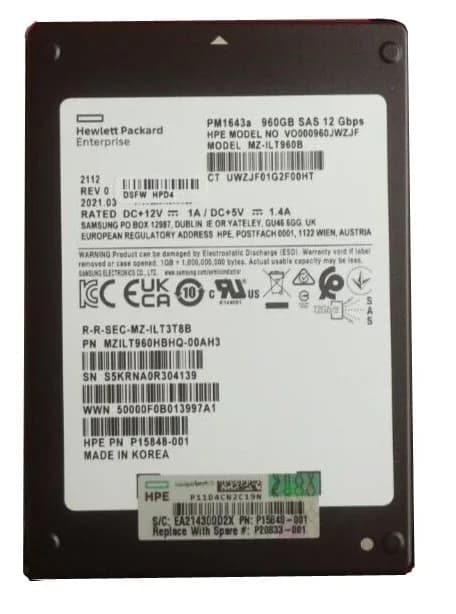 MZILT960HBHQ-00AH3 - Samsung PM1643A 960GB SAS 2.5" Solid State Drive
