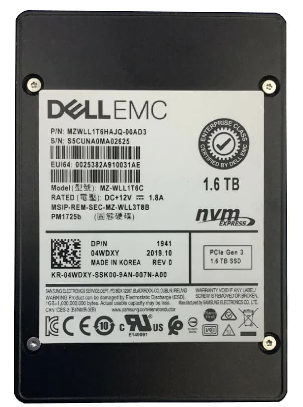 MZWLL1T6HAJQ-00AD3 - Samsung 1.6TB PCI Express NVMe U.2 2.5" SSD