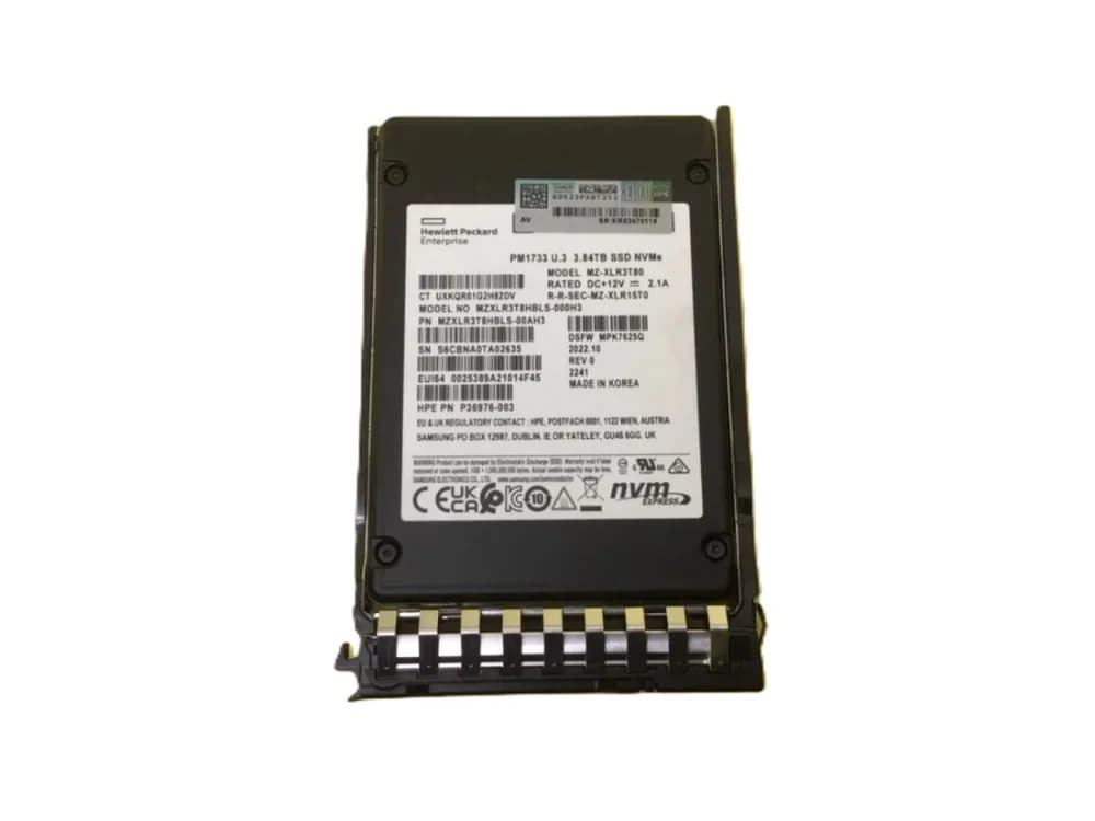 HPE P40990-001 PM1733 3.84TB NVMe PCIe4 U.2 SSD W-TRAY