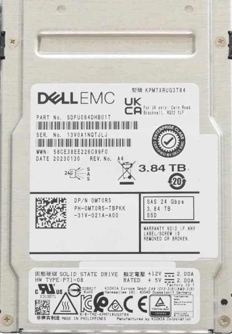 SDFU084DHB01T - KIOXIA PM7-R 3.84TB SAS TLC 2.5" Solid State Drive