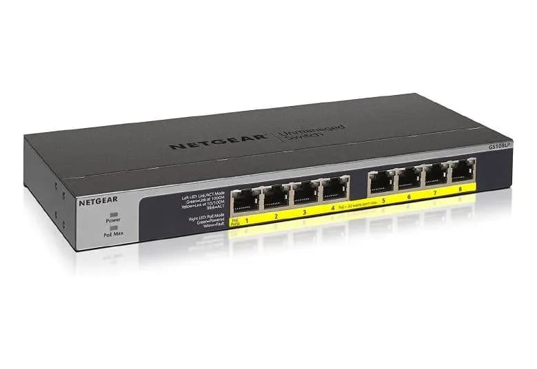 GS108LP-100NAS - Netgear 8x Ports PoE+ 10/100/1000Base-T GbE Switch